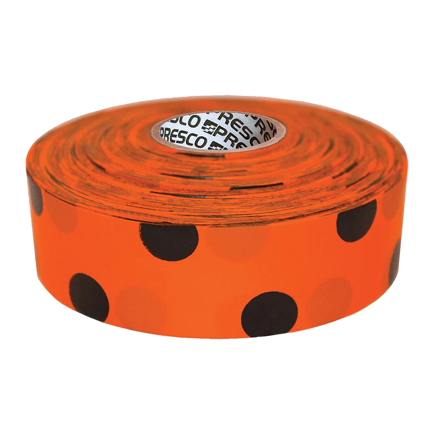 741083 Glo Orange Black Polka Dot Roll Flagging